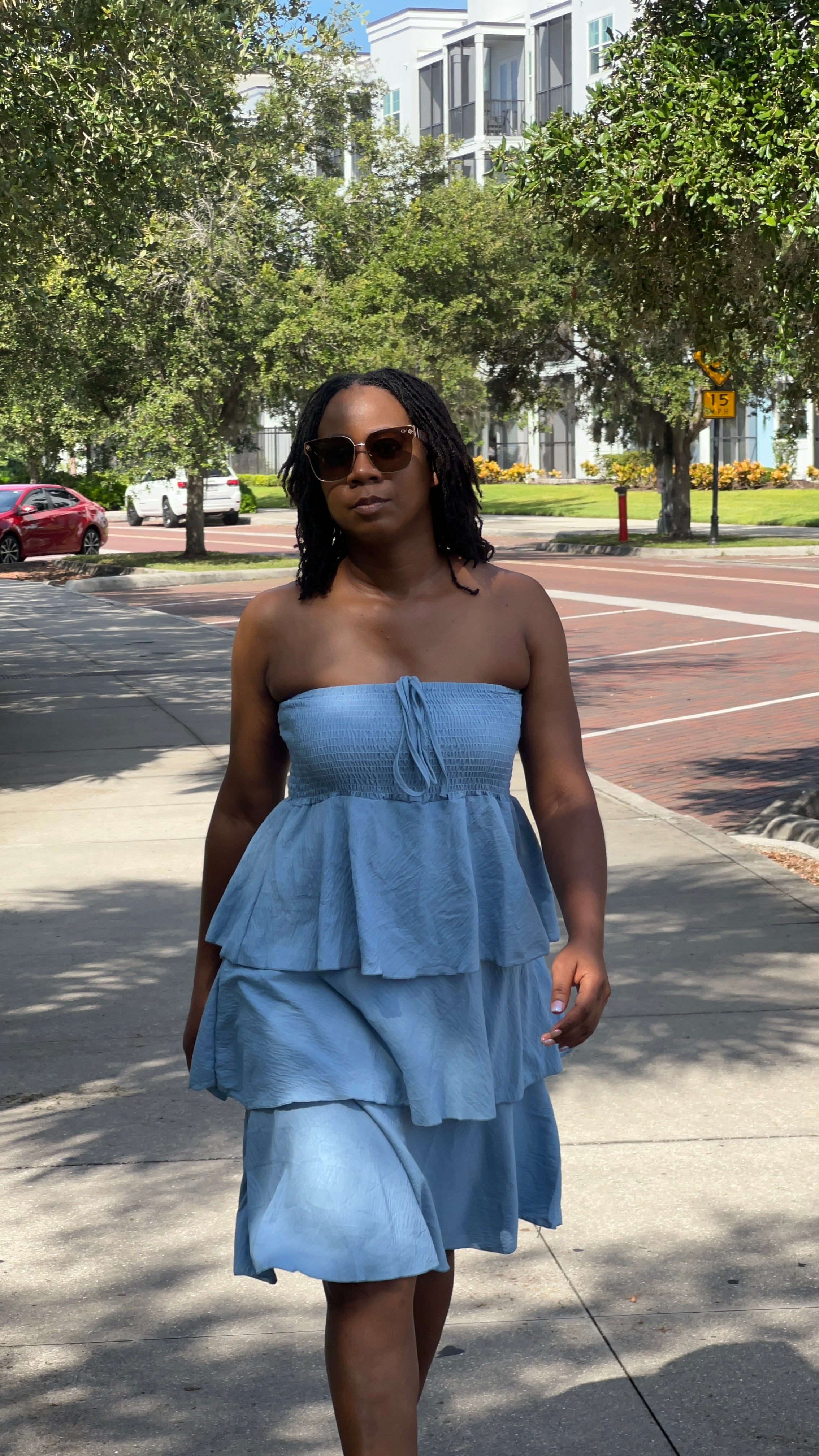 The “Grace & Flow” Tiered Strapless Dress