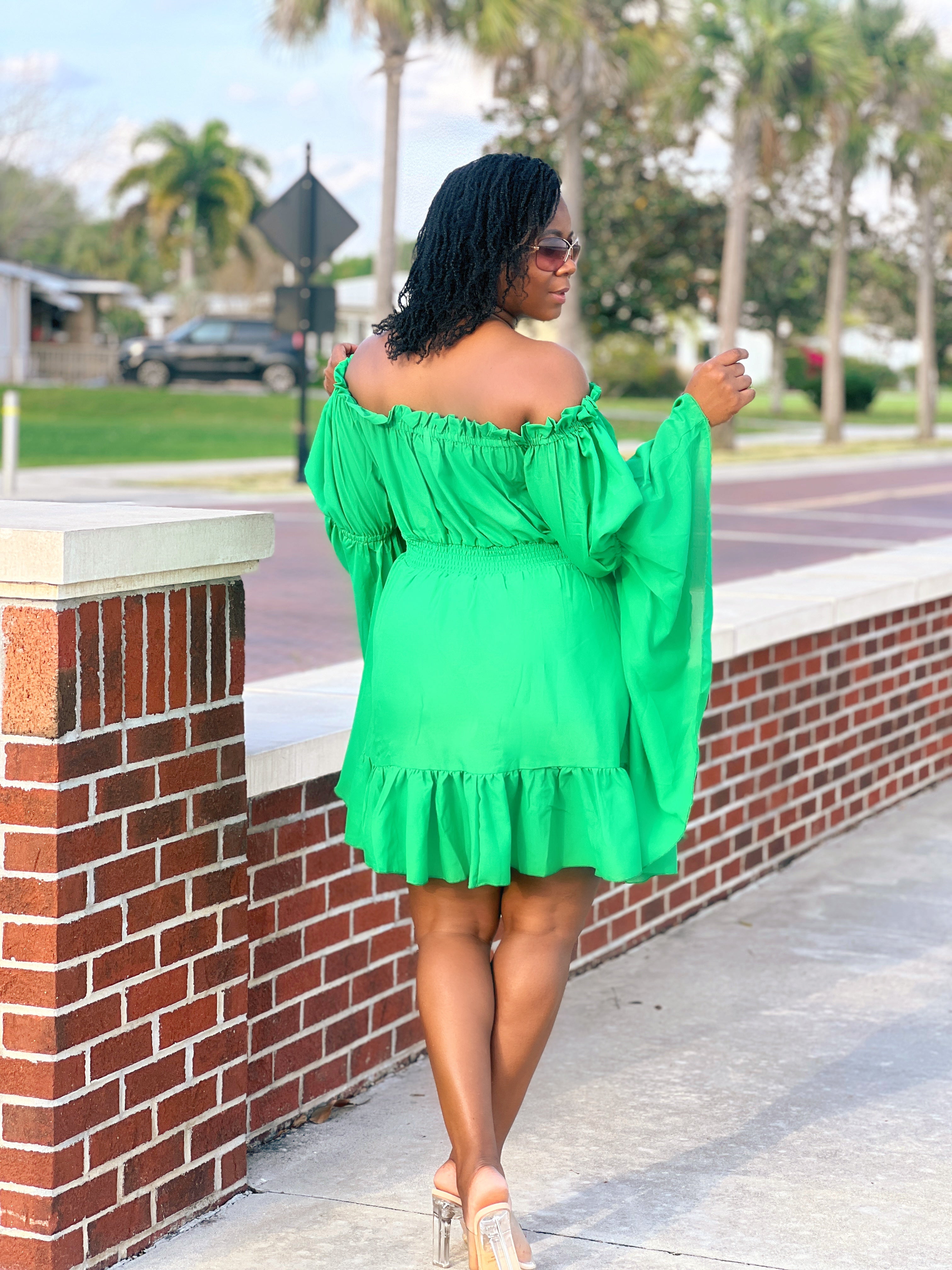 Miznaturalist Women's 2024 Off Shoulder Neck Ruffle Dress Long Sleeve Mini Dress