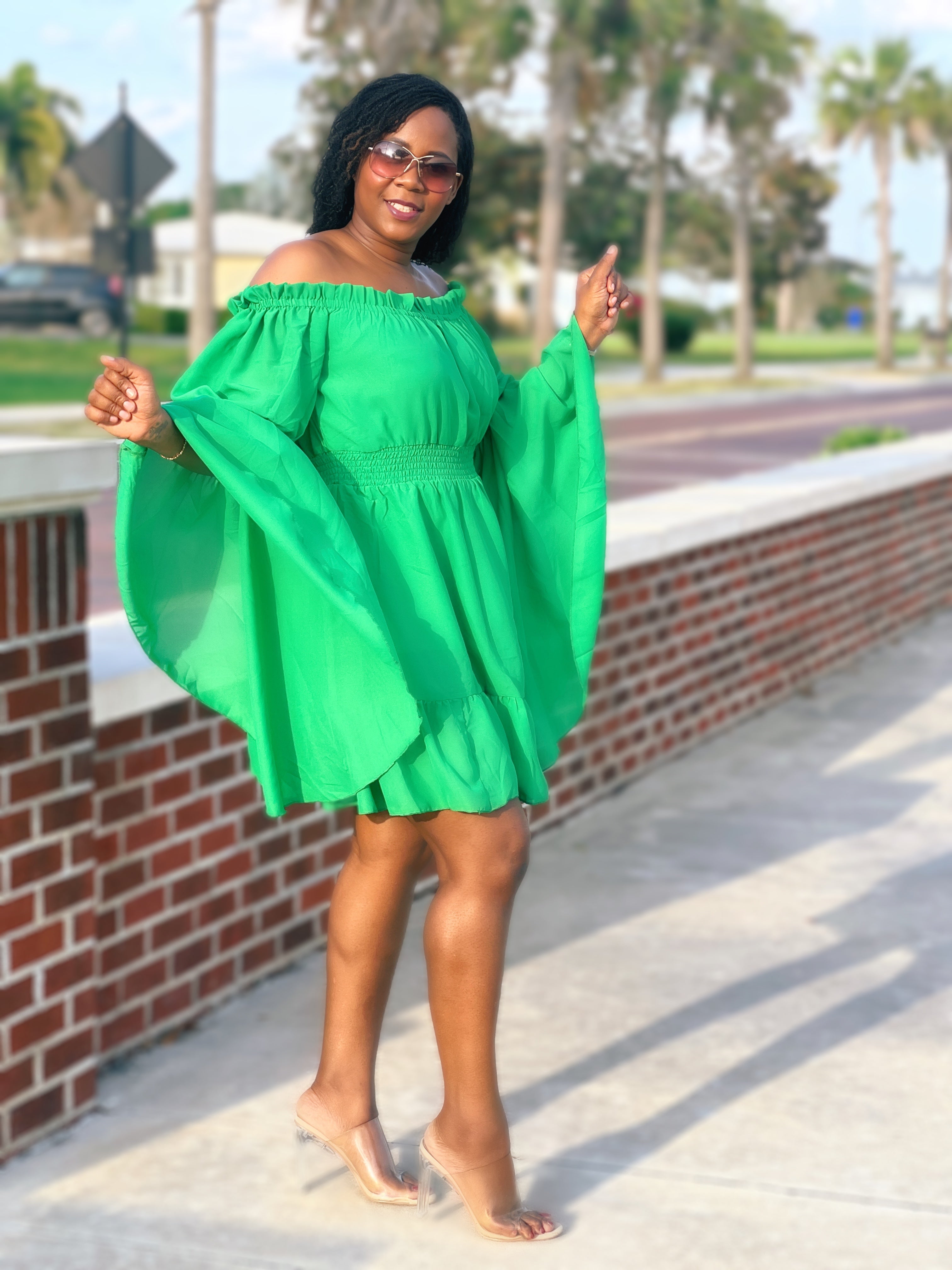 Miznaturalist Women's 2024 Off Shoulder Neck Ruffle Dress Long Sleeve Mini Dress
