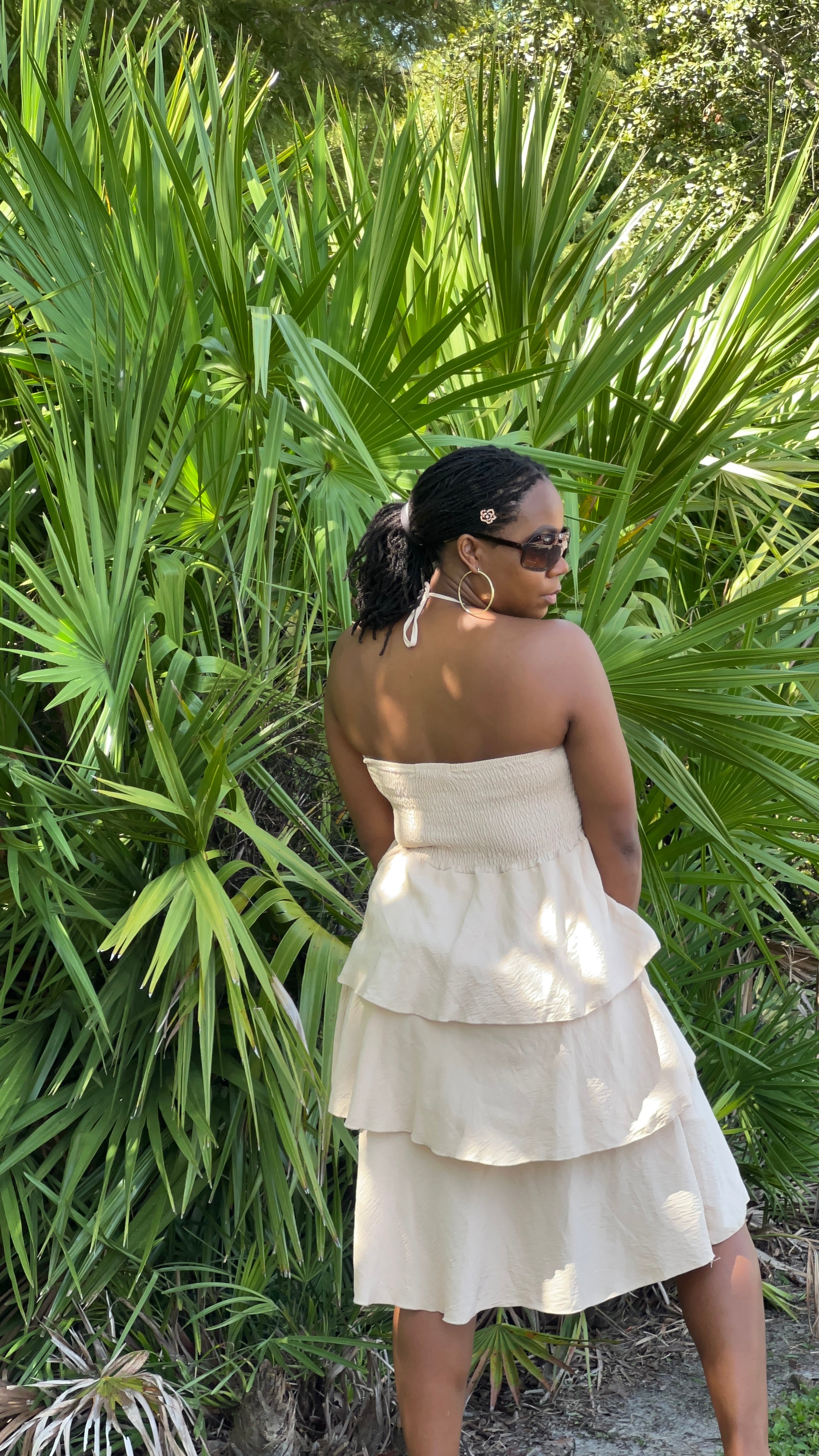 The “Grace & Flow” Tiered Strapless Dress