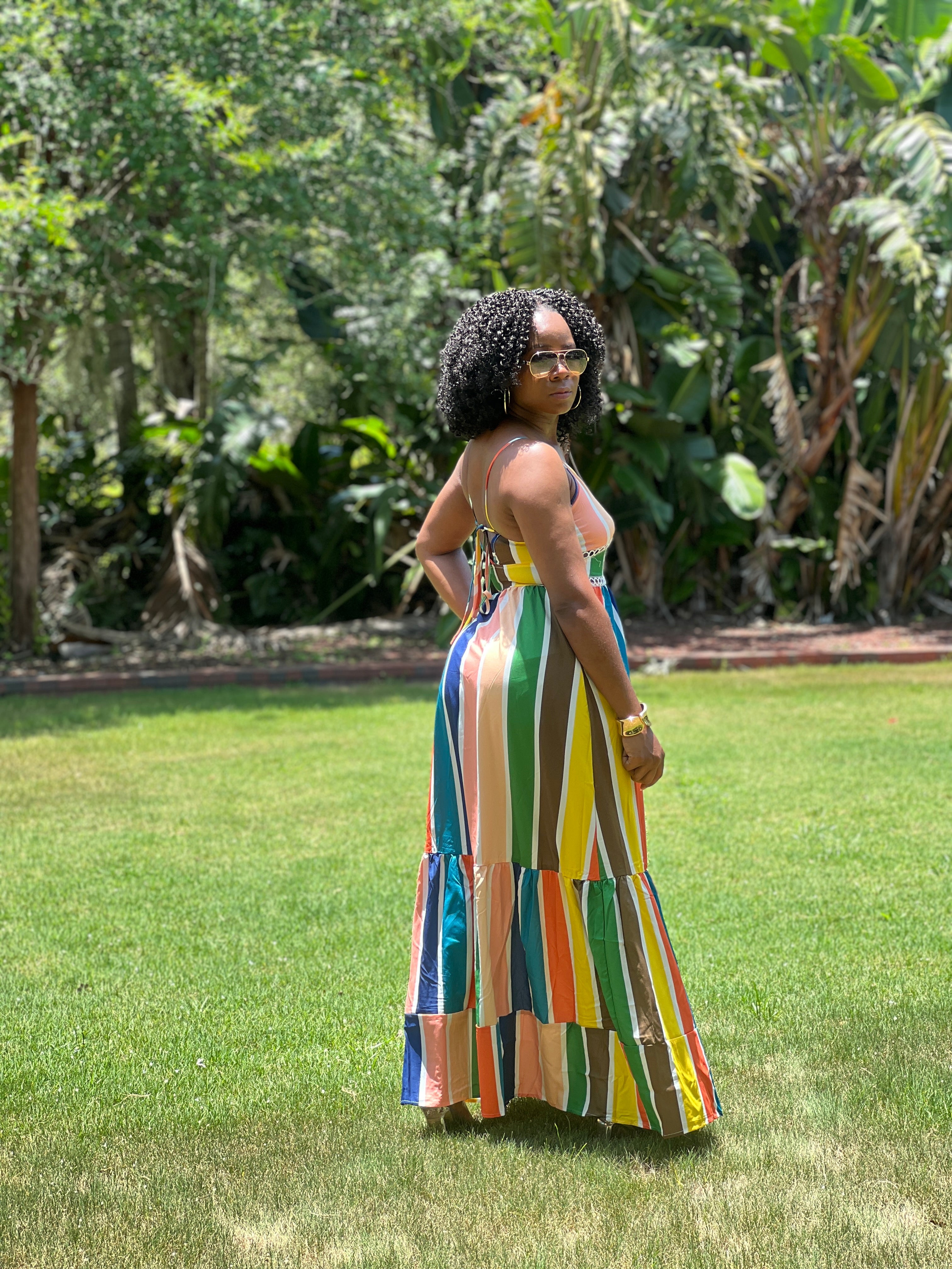 Sunset Stripes Layered Maxi Dress – MizNaturalist Edition