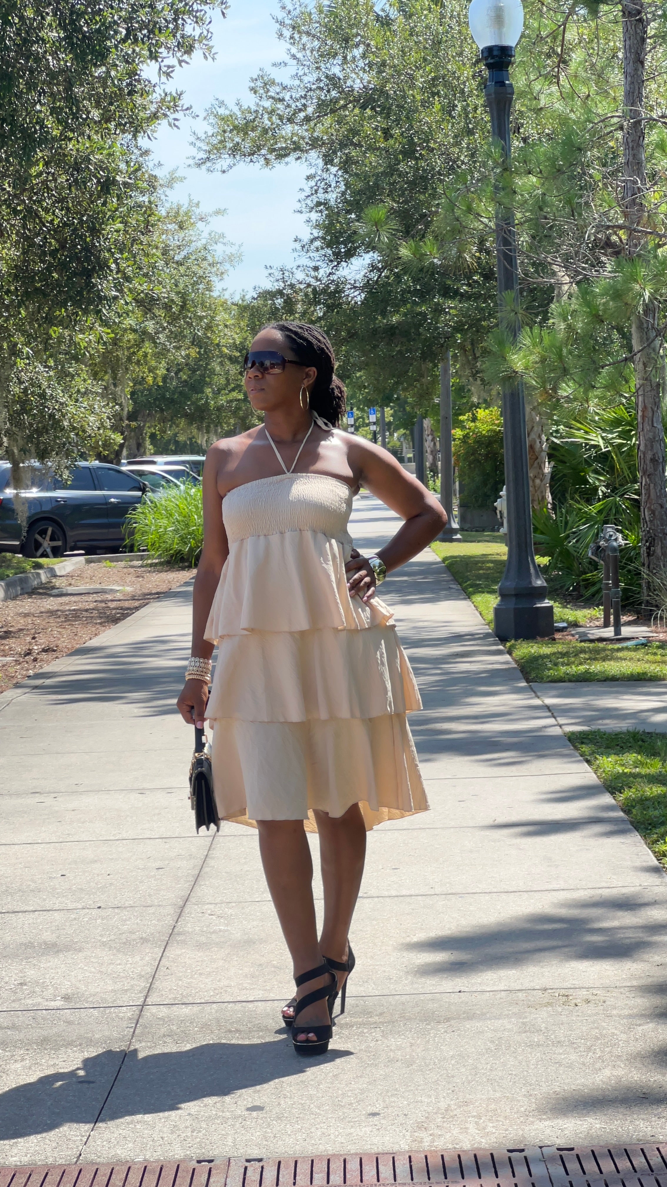 The “Grace & Flow” Tiered Strapless Dress