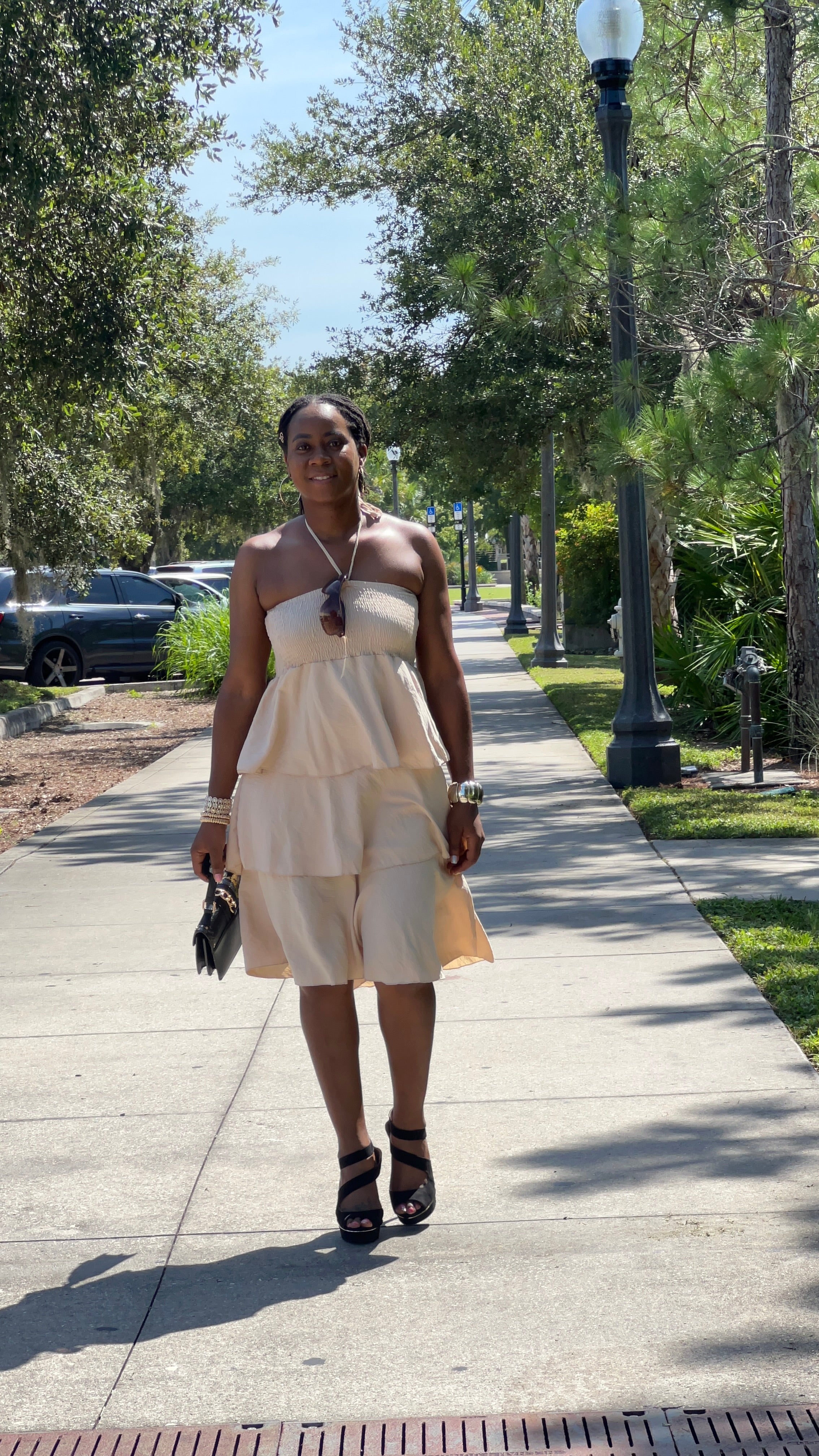 The “Grace & Flow” Tiered Strapless Dress