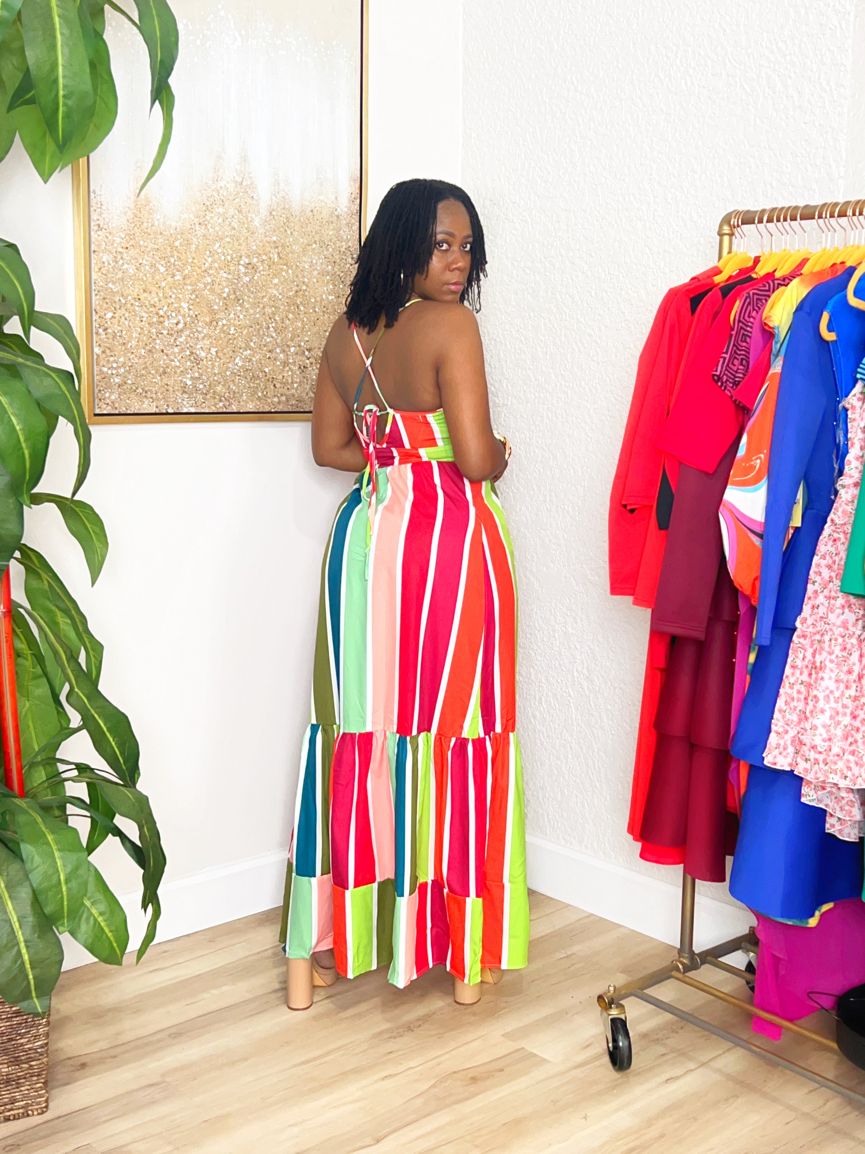 Sunset Stripes Layered Maxi Dress – MizNaturalist Edition