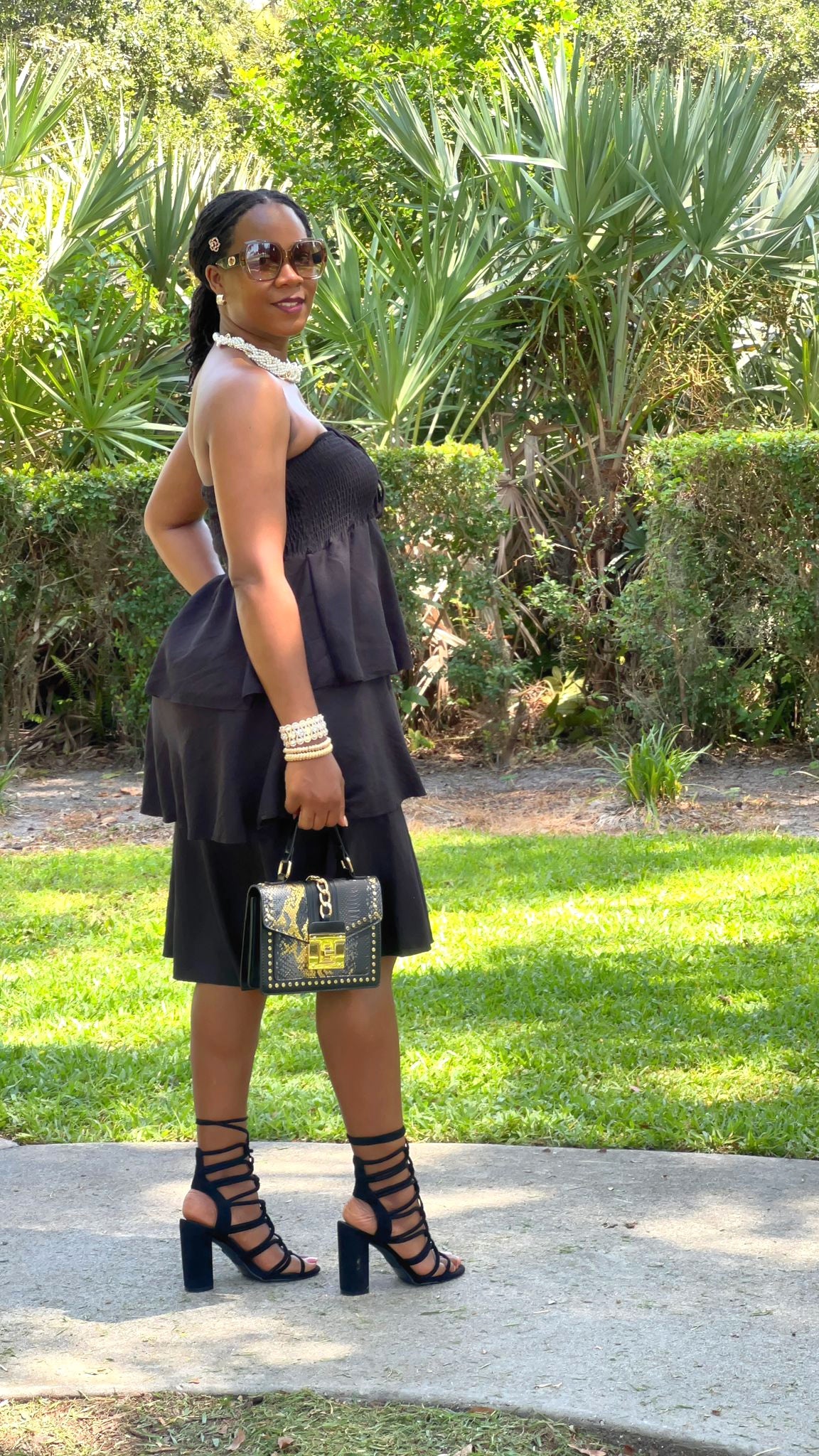 The “Grace & Flow” Tiered Strapless Dress