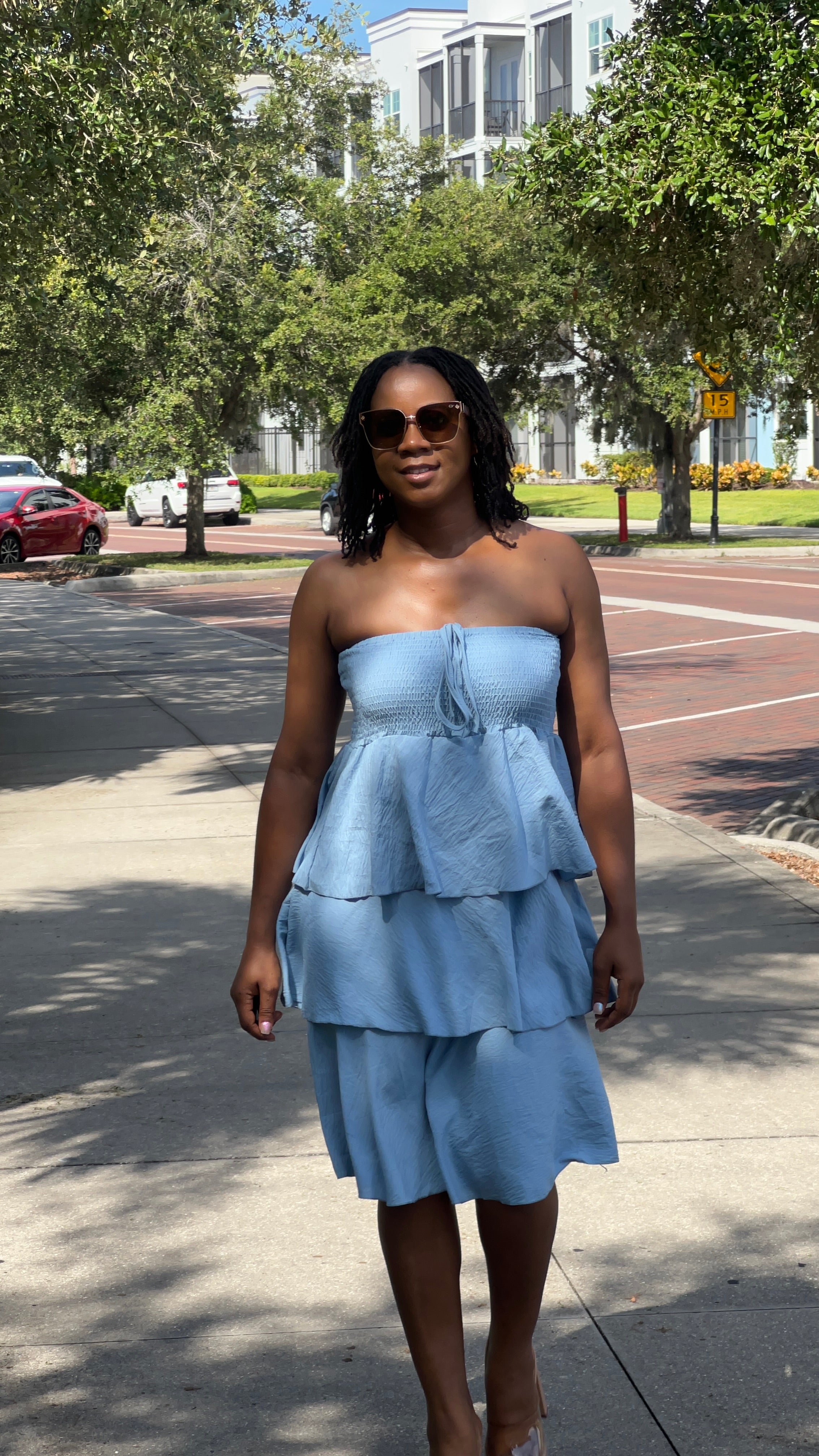 The “Grace & Flow” Tiered Strapless Dress