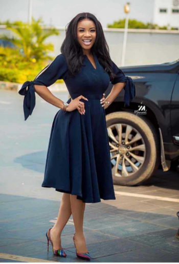 Attractive Navy Blue Dress V-Neck Polyester for Professional and Business Events Elegant Design L Attractive Navy Blue Dress V-Neck Polyester for Professional and Business Events Elegant Design L