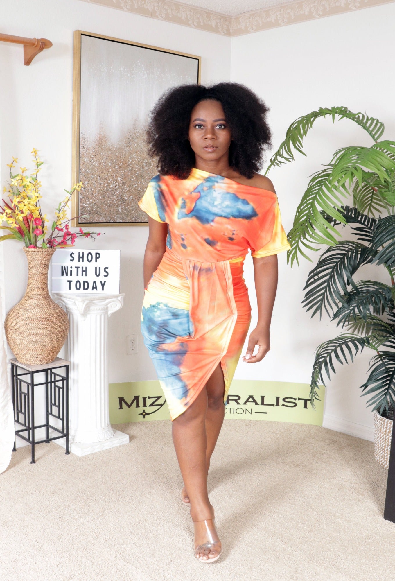 Off Shoulder Vibrant Gateway Dress