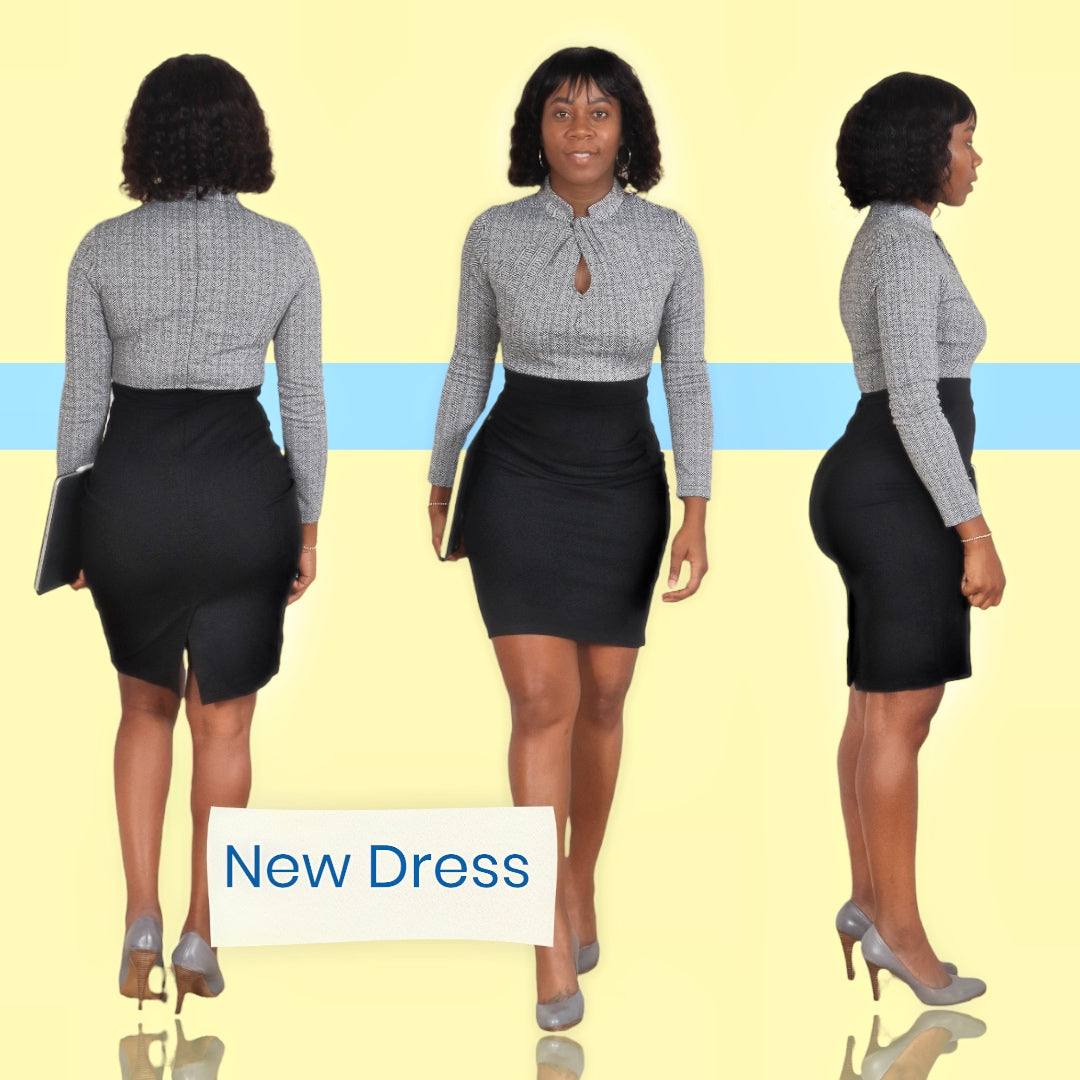 Professional Career Office Retro Hollow Stand Callor Dress for Women