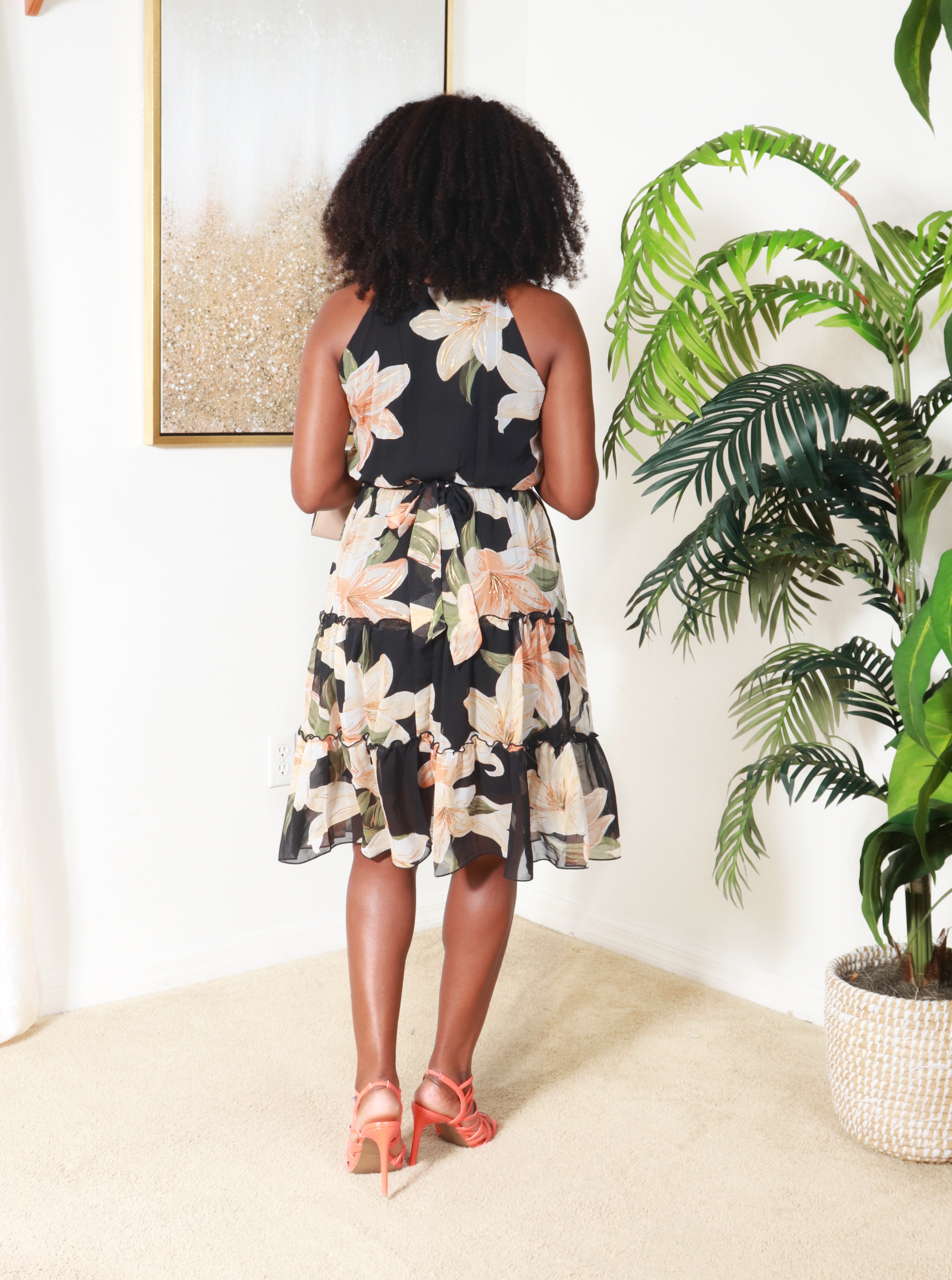 Floral Chiffon Bandage Dress Women Ladies Dresses Sleeveless Vibrant Floral Summer