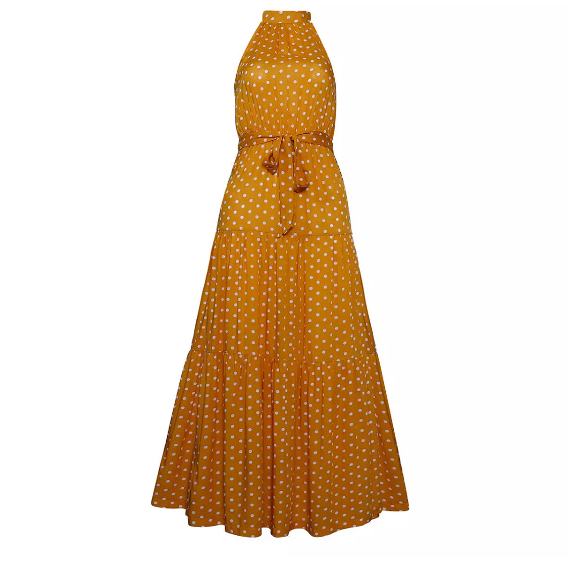 Polka Dot Sleeveless Maxi Dress Summer Fashion