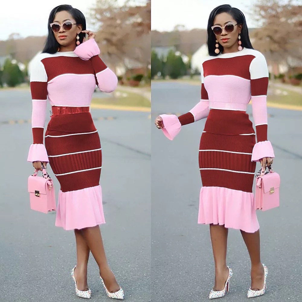 Stylish Fashion-forward Bodycon Dress Casual and Party-Wear With Lovely Contrast Colors