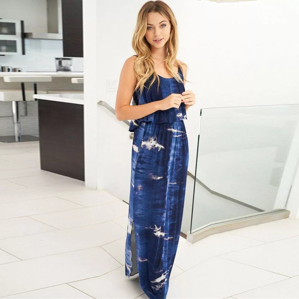 Long Flowy and Breezy Tie and dye Dress M / Blue / Tie-dye Long Flowy and Breezy Tie and dye Dress M / Blue / Tie-dye