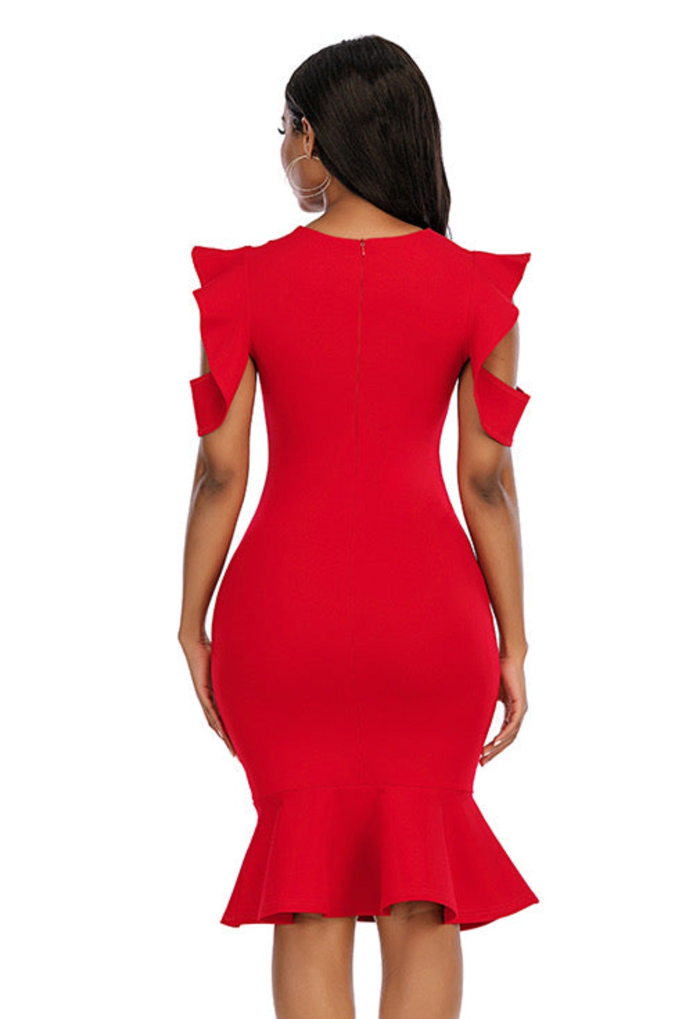 Cotton Red Dress for Women With Unique Sleeve Design and Eye-Catching Color